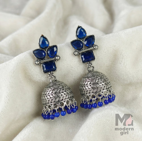 Floral Stone Jhumka Earrings for Women | Designer Beaded Ethnic Jewelry