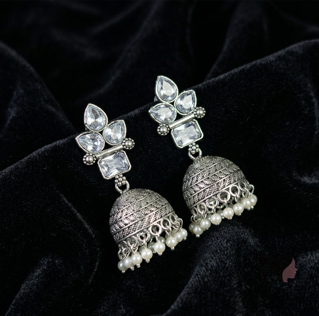 Floral Stone Jhumka Earrings for Women | Designer Beaded Ethnic Jewelry