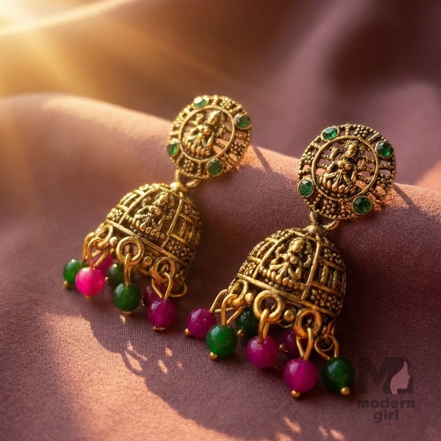 Traditional Gold-Plated Temple Jhumka