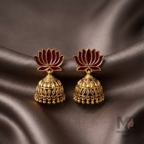 Royal Lotus Jhumka – Traditional Gold Finish Ethnic Dangler