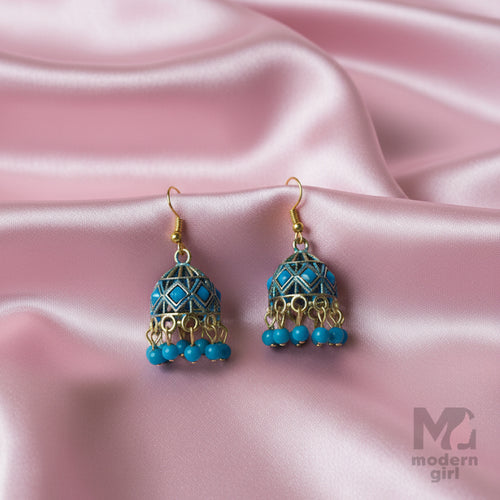 Enamel Beaded Jhumka Earrings