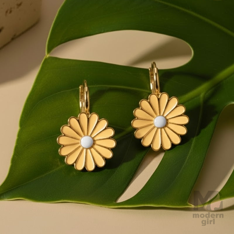 Daisy Flower Hoop Earrings