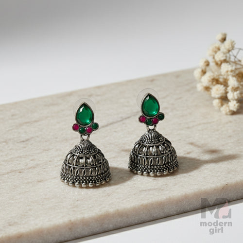 German Silver  Stone Jhumka
