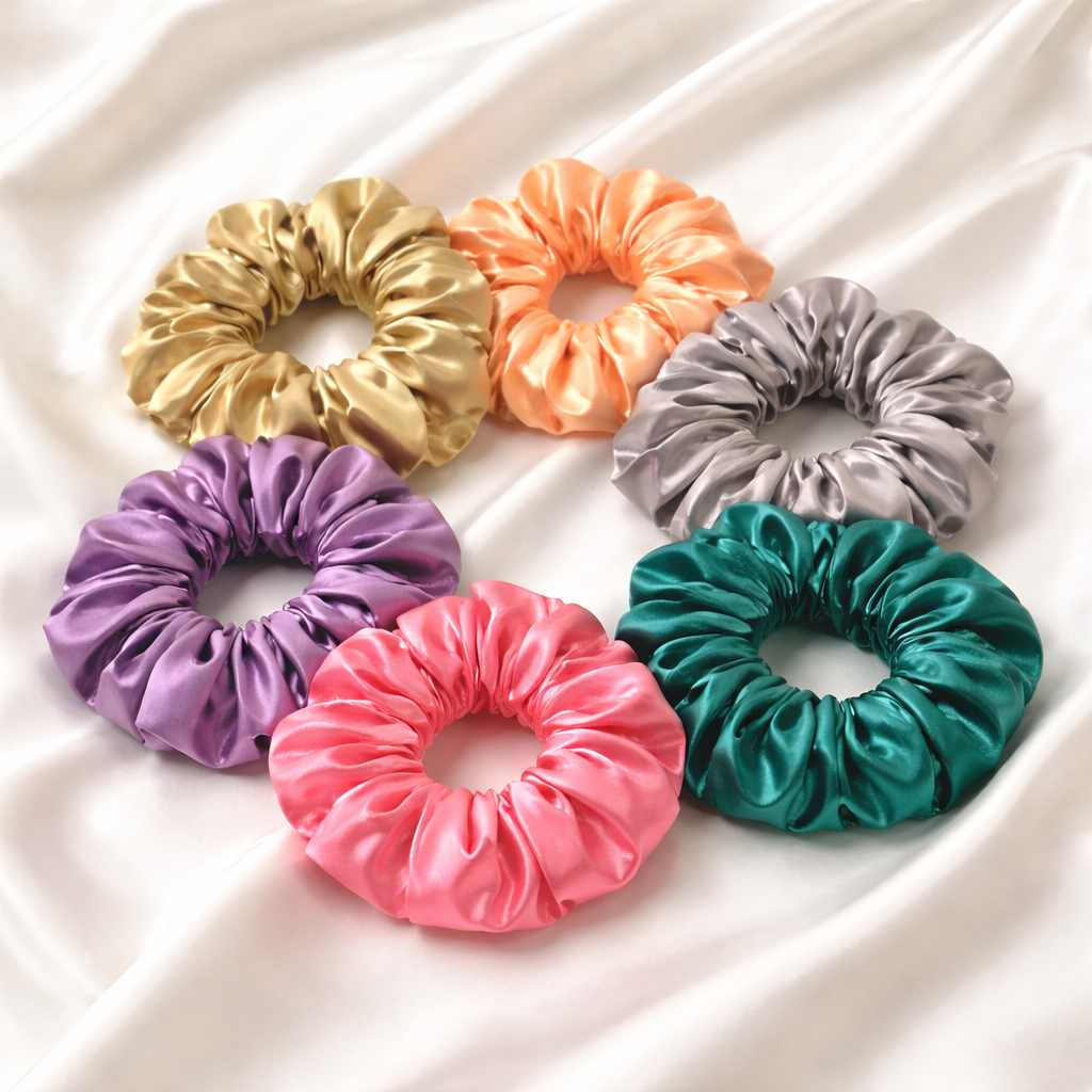 Luxury Satin Scrunchies – Set of 6