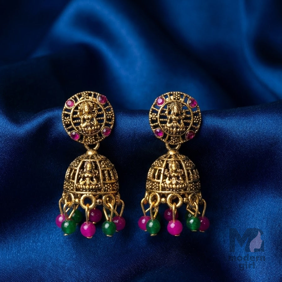 Traditional Gold-Plated Temple Jhumka