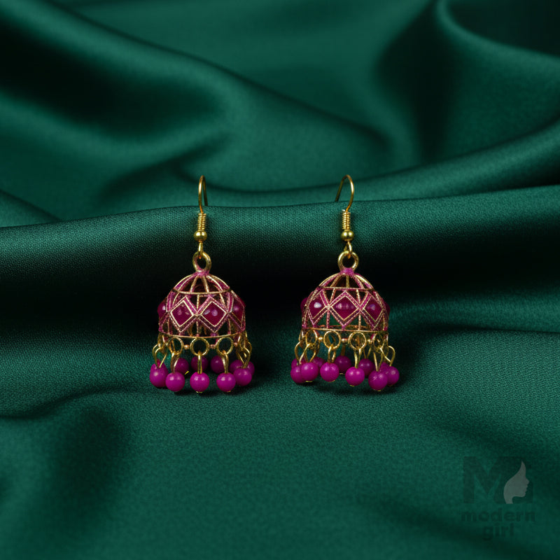 Enamel Beaded Jhumka Earrings