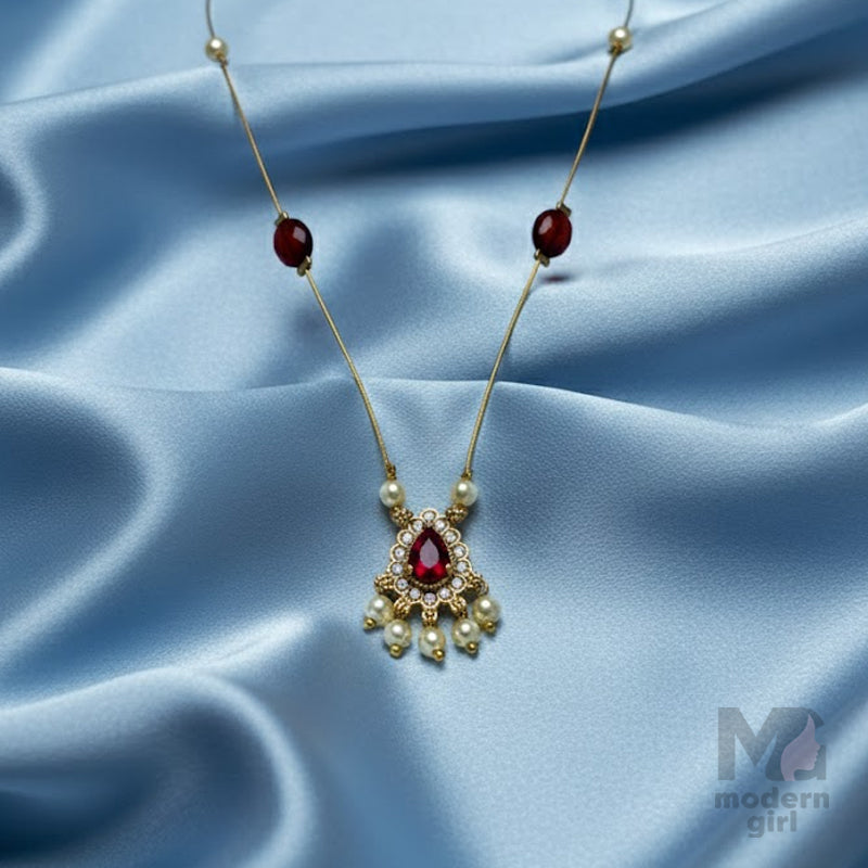 Royal Ruby Pearl Invisible Chain