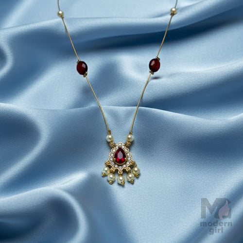 Royal Ruby Pearl Invisible Chain