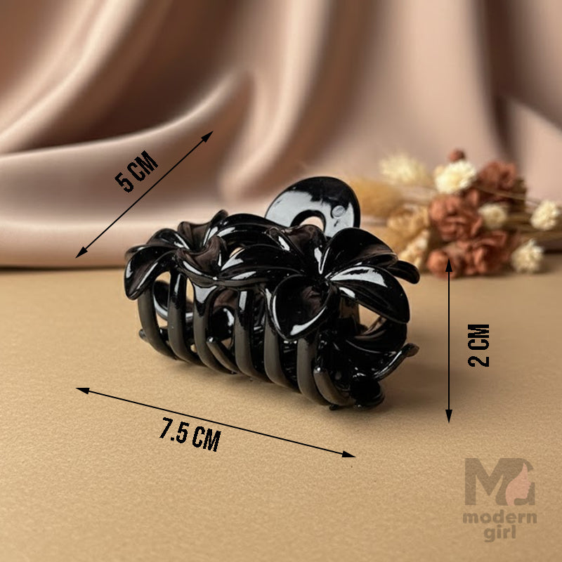 Premium Double Black Floral Hair Claw Clip