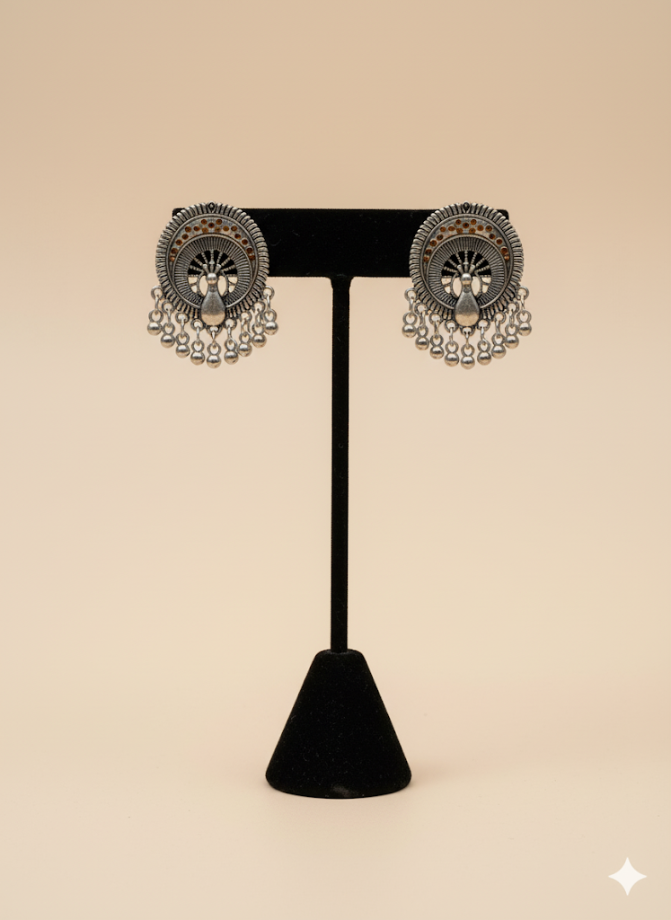 German Silver Peacock Earrings