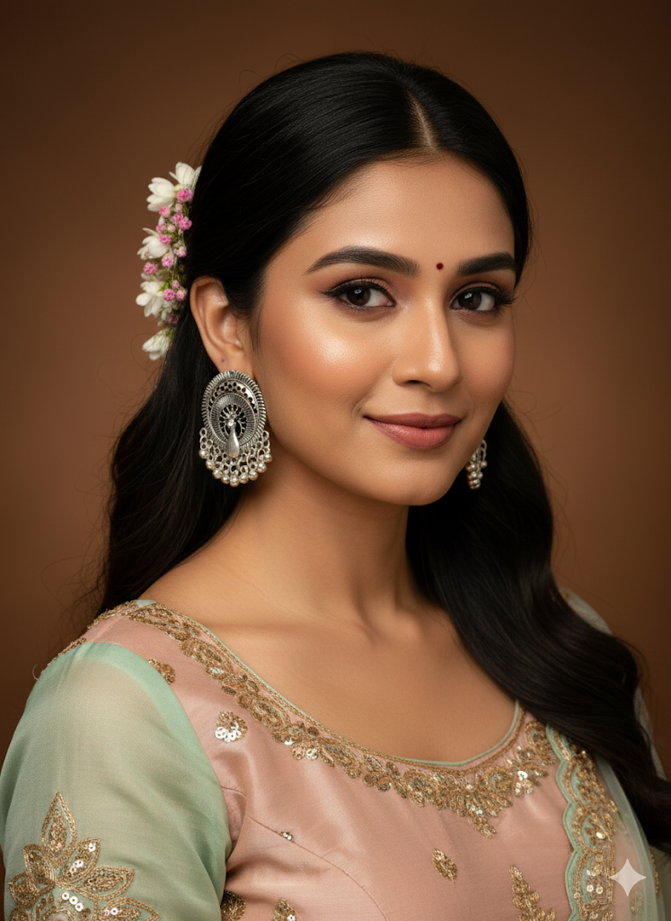 German Silver Peacock Earrings