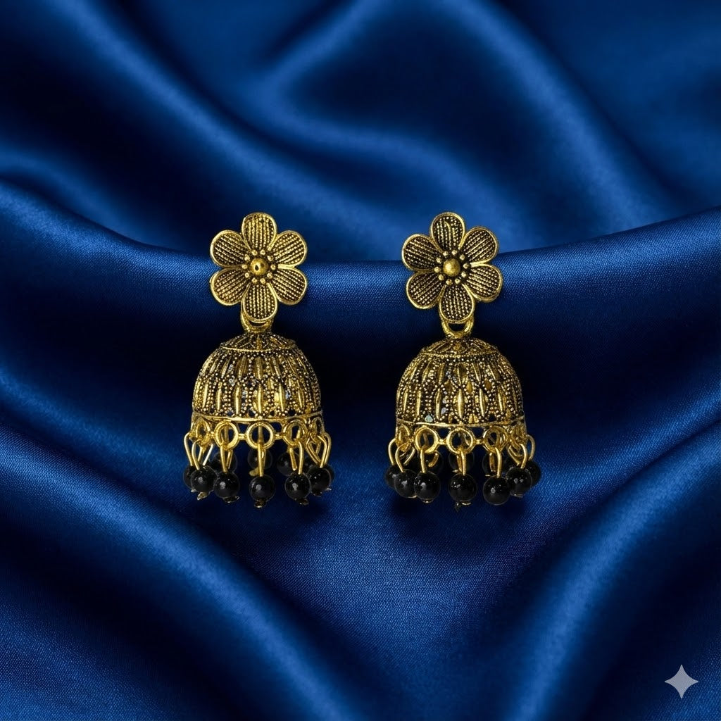 Golden Floral Dome Jhumka