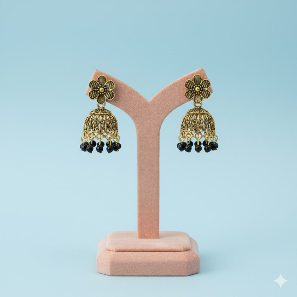 Golden Floral Dome Jhumka